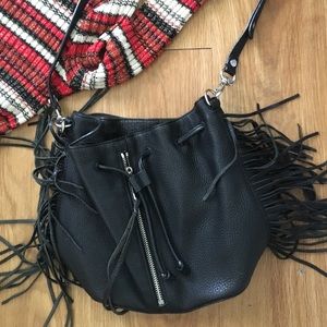 Rebecca Minkoff leather bucket bag with fringe